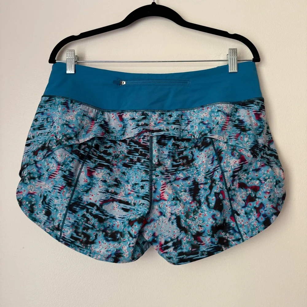 Lululemon Speed Up Short Long *4" Updated Fit in Multi/Hawaiian Blue sz 10 Tall - Picture 8 of 12